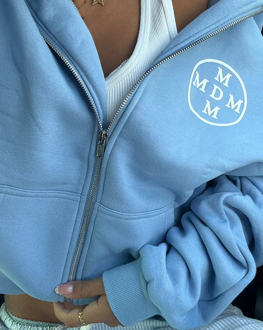 De blauwe MDM zip-up