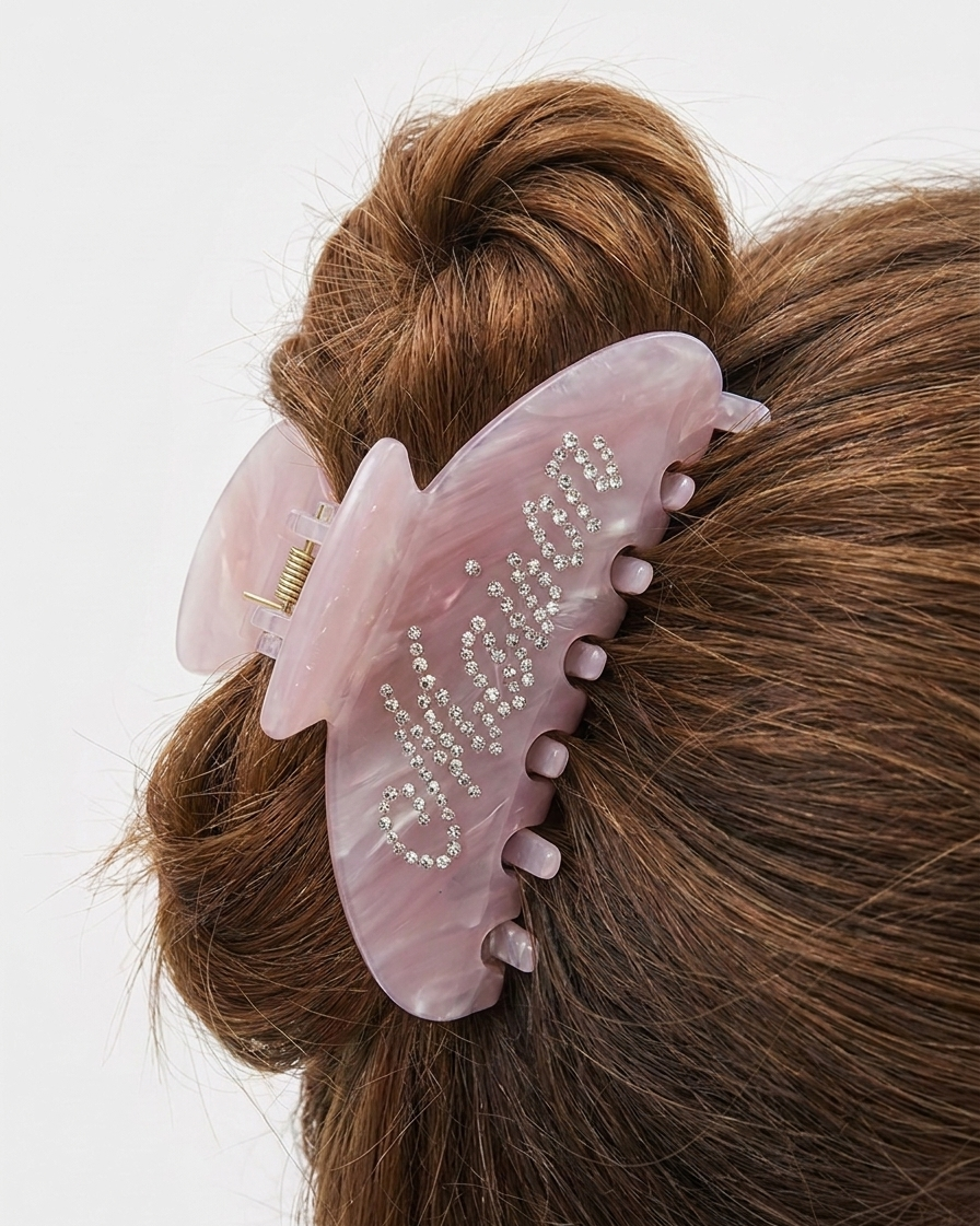 Hair clips pink/white