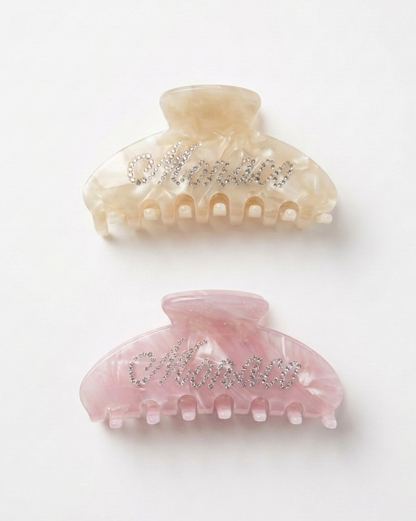 Hair clips pink/white