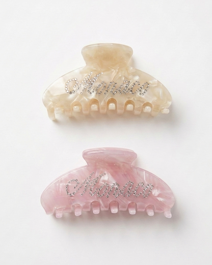 Hair clips pink/white